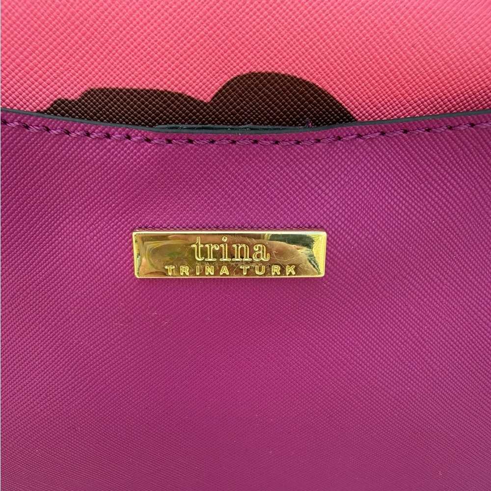 Trina Turk Wildflower Floral Plum Color Purse Satchel Shoulder/ Crossbody Bag - Picture 3 of 6